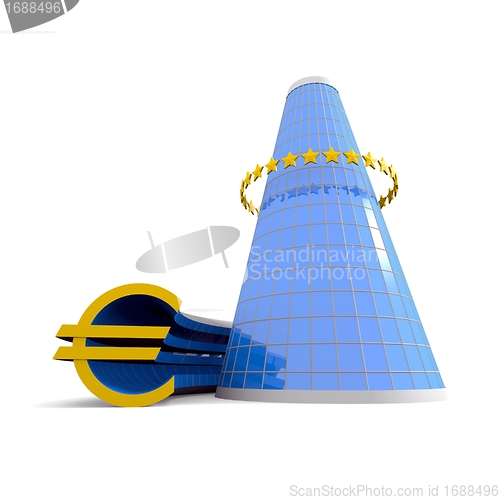 Image of Business building with euro symbol