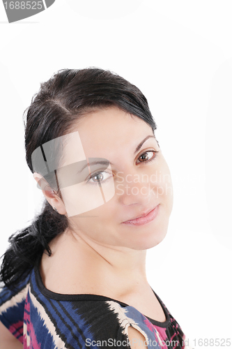 Image of Portrait of a beautiful woman looking at the camera smiling, iso