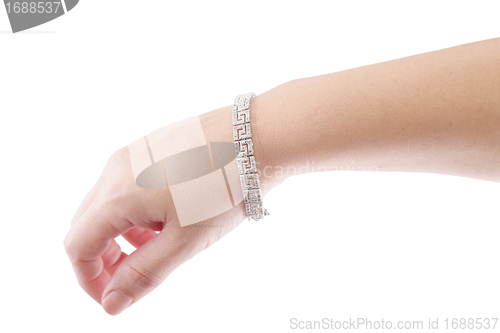 Image of female hand with jewelry isolated on white background 