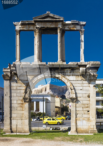 Image of Arch of Hadrian with Acropolis on background