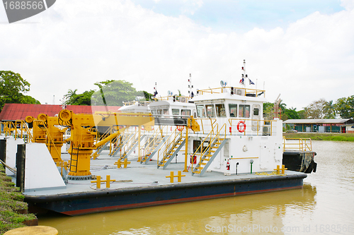 Image of Cargo ships in the industrial port in Panama Canal