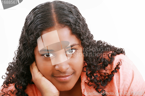 Image of Isolated portrait of beautiful black teenage girl