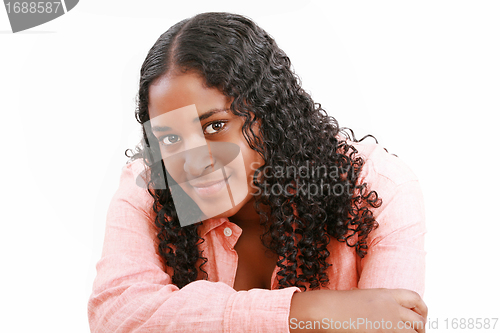 Image of Portrait of teenage girl isolated on white