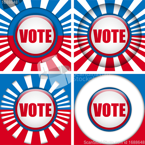 Image of Vote Buttons. Set of four with Background