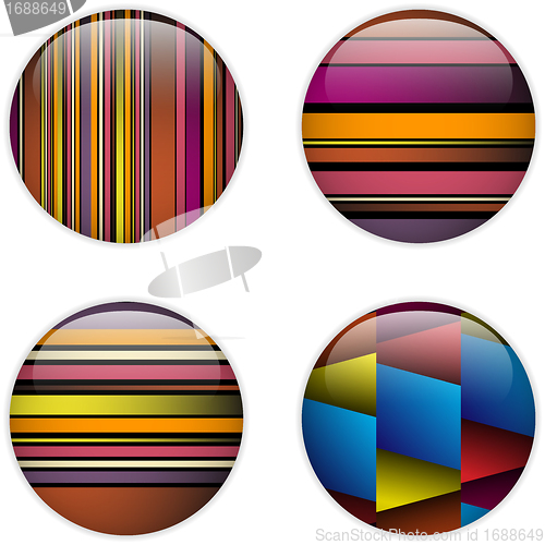Image of Glass Circle Button Colorful Stripes
