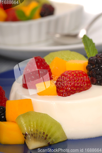 Image of Coconut Panna Cotta with tropical fruit