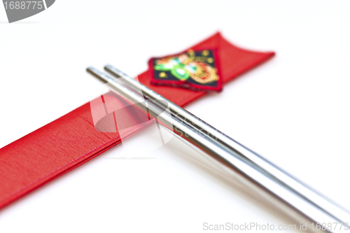Image of Korean chopsticks on white background