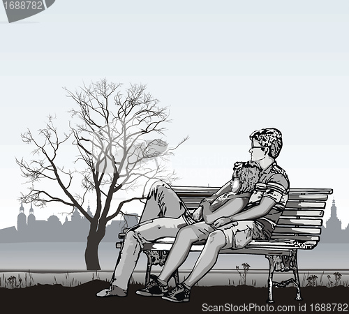 Image of Young couple on a bench