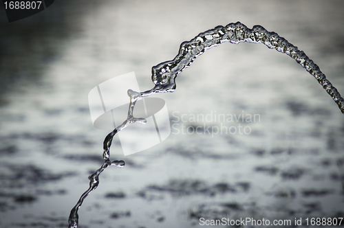 Image of Small fountain in pond