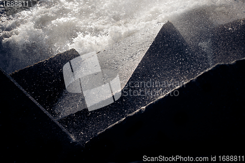 Image of Tidal wave with 5 concrete blocks