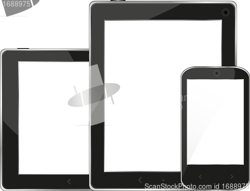 Image of Modern digital tablet PC with mobile smartphone