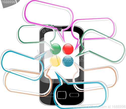 Image of Smart Phone with speech bubble. Created digitally