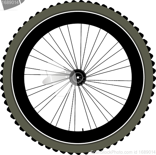 Image of bike wheel with tire and spokes isolated on white
