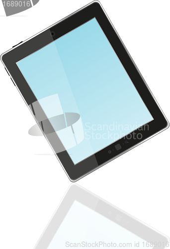 Image of Black vector tablet pc with blue screen