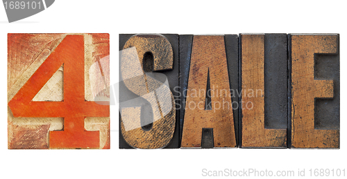 Image of for sale sign in letterpress type