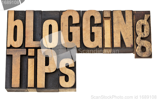 Image of blogging tips in letterpress type