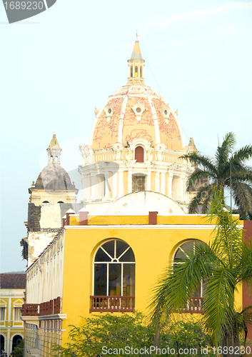 Image of rooftop view Iglesia de Santo Domingo Cartagena Colombia South A