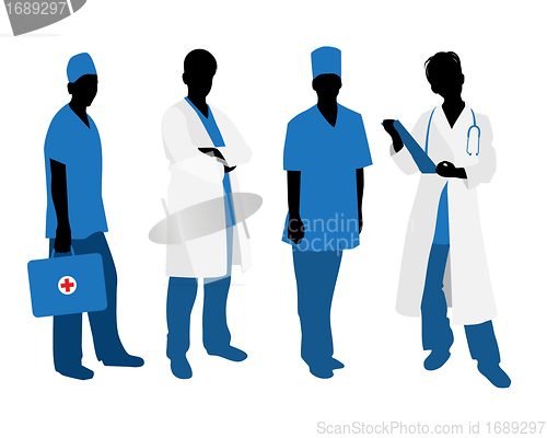 Image of Doctors silhouettes on white
