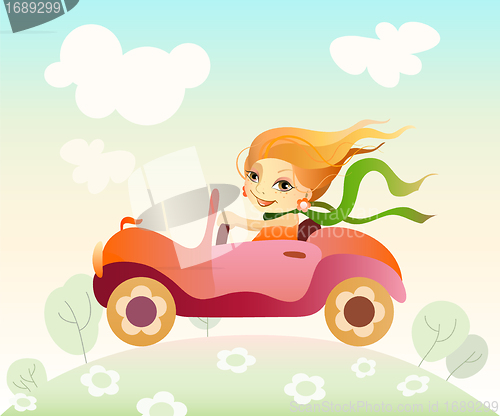 Image of  Girl driving car