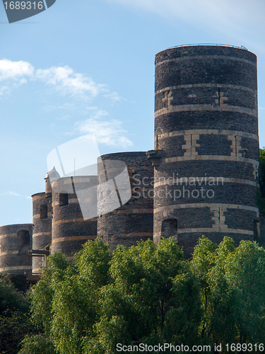 Image of Five towers and drawbridge of the Angevine castle.