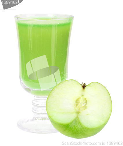 Image of fresh green-apple juice and apple