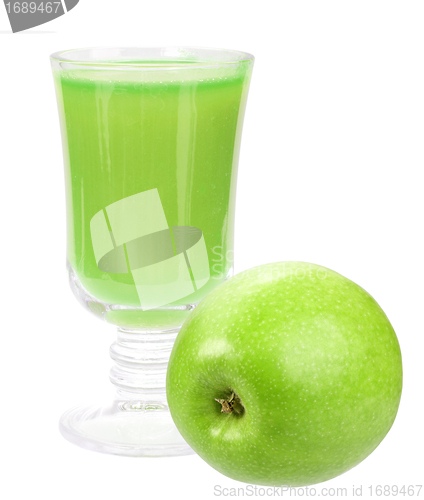 Image of fresh green-apple juice and apple