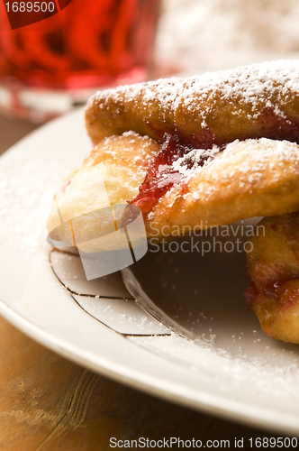 Image of Sweet doughnuts with rose marmelade