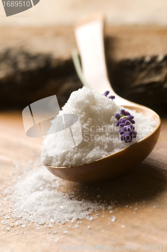Image of Bath Salt With Fresh Lavender Flowers