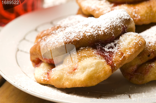 Image of Sweet doughnuts with rose marmelade