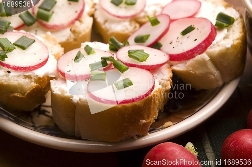 Image of Sandwich with cheese, radish and chive - Healthy Eating 