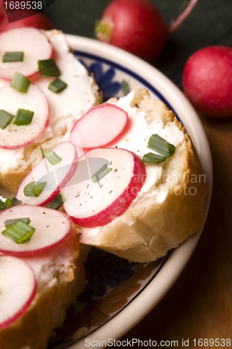 Image of Sandwich with cheese, radish and chive - Healthy Eating 