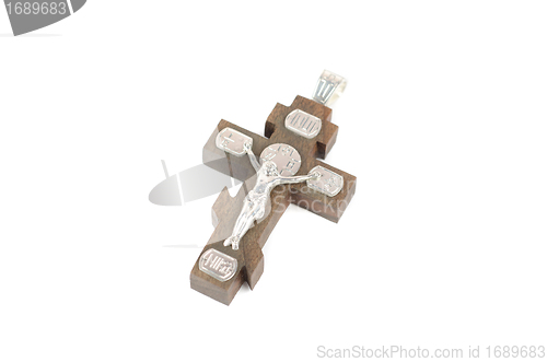 Image of silver and wooden cross