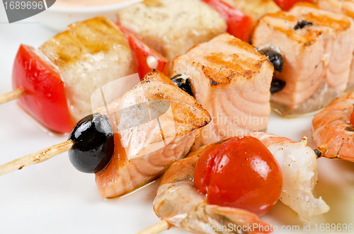 Image of grilled salmon and shrimps