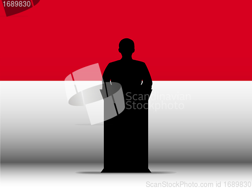 Image of Monaco Speech Tribune Silhouette with Flag Background