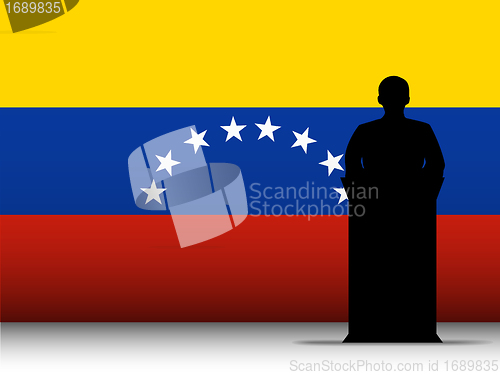 Image of Venezuela Speech Tribune Silhouette with Flag Background