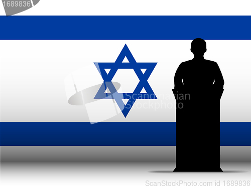 Image of Israel Speech Tribune Silhouette with Flag Background