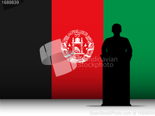 Image of Afghanistan Speech Tribune Silhouette with Flag Background