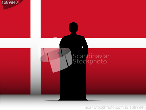 Image of Denmark Speech Tribune Silhouette with Flag Background