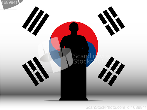Image of South Korea Speech Tribune Silhouette with Flag Background