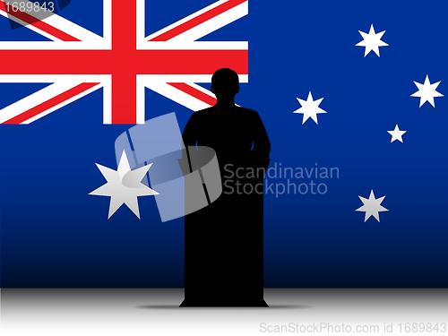 Image of Australia Speech Tribune Silhouette with Flag Background