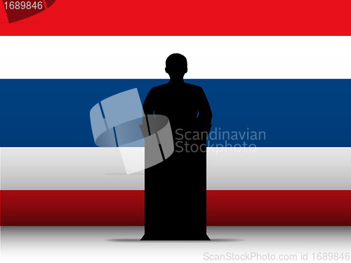 Image of Thailand Speech Tribune Silhouette with Flag Background