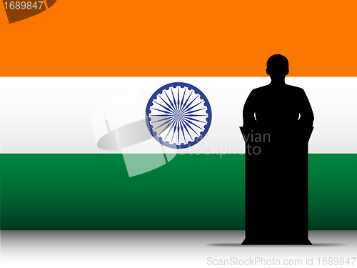 Image of India Speech Tribune Silhouette with Flag Background