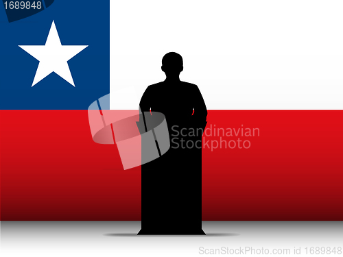 Image of Chile Speech Tribune Silhouette with Flag Background