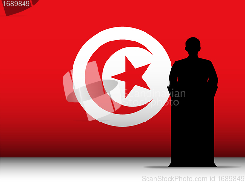 Image of Turkey Speech Tribune Silhouette with Flag Background