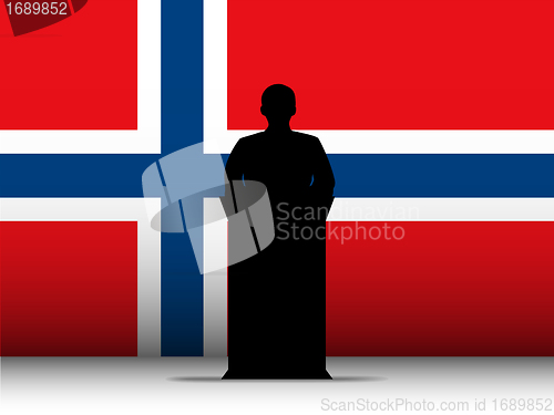 Image of Norway Speech Tribune Silhouette with Flag Background