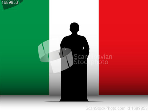 Image of Italy Speech Tribune Silhouette with Flag Background
