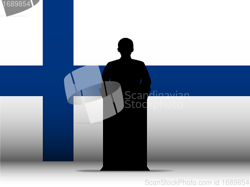 Image of Finland Speech Tribune Silhouette with Flag Background