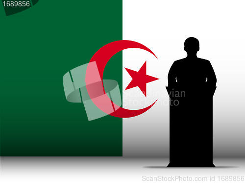 Image of Algeria Speech Tribune Silhouette with Flag Background