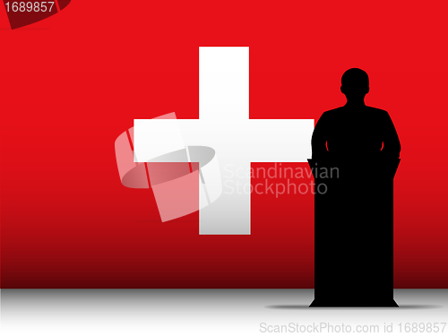 Image of Switzerland Speech Tribune Silhouette with Flag Background