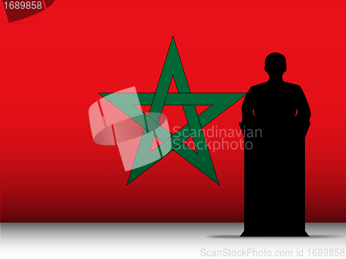 Image of Morocco Speech Tribune Silhouette with Flag Background